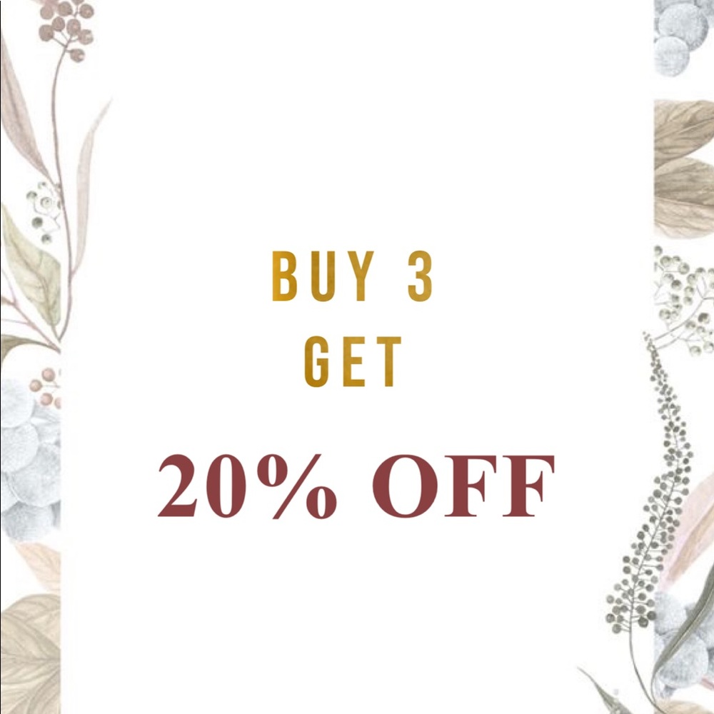 BUY 3 ITEMS GET 20% OFF
